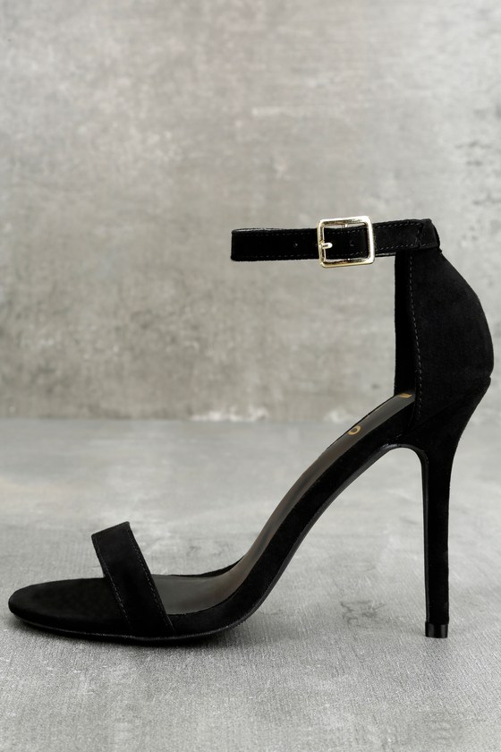Single Strap Heel - Ankle Strap Heels - Black Heels - $29.00