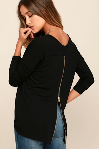 Zip to My Lou Black Sweater Top 9