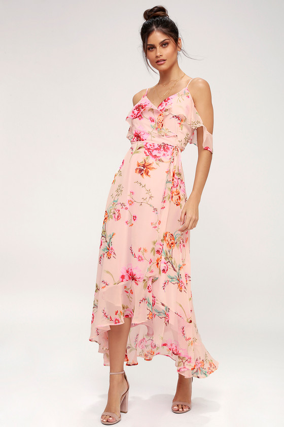 pink flowy midi dress