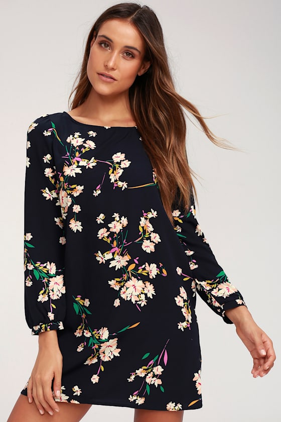 Herbaceous Babe Navy Floral Print Shift Dress 9