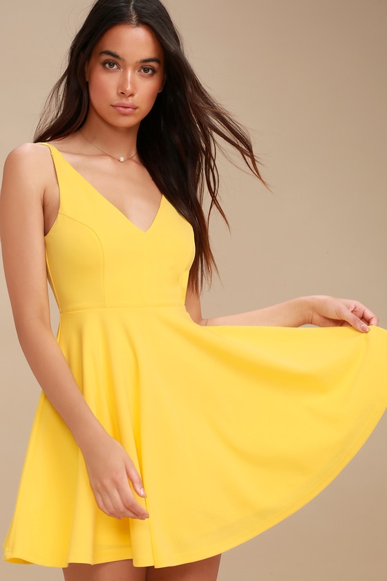 Cute Yellow Dress - Skater Dress - Sleeveless Dress - Lulus