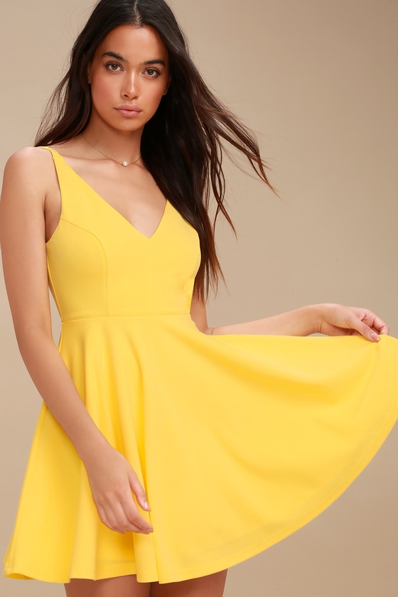 Darling Delight Yellow Skater Dress
