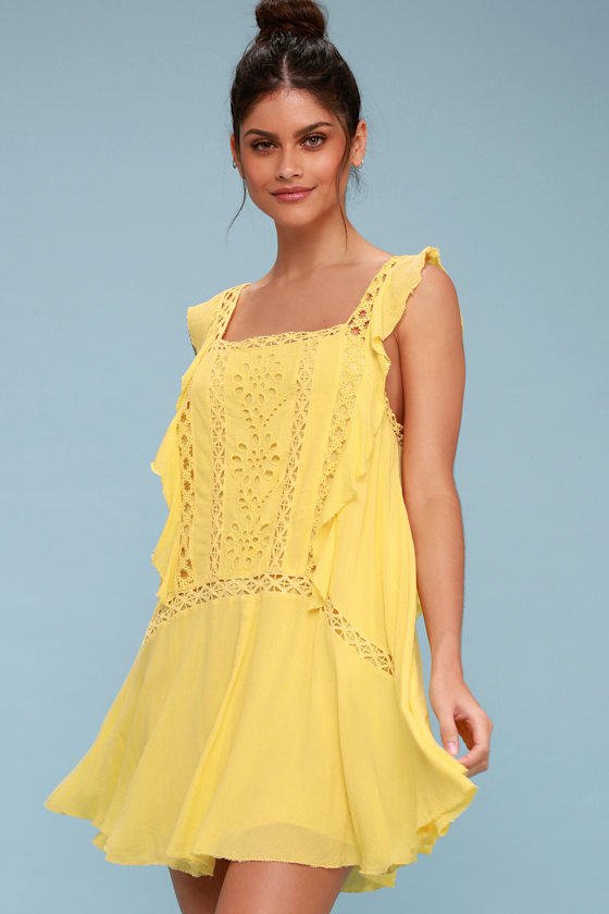 Free People Priscilla Yellow Dress Sundress Boho Dress Lulus
