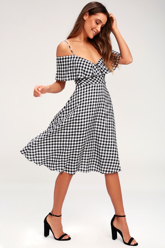 gingham black and white dress