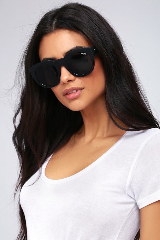 Quay If Only Sunglasses Black Sunglasses Round Sunnies Lulus