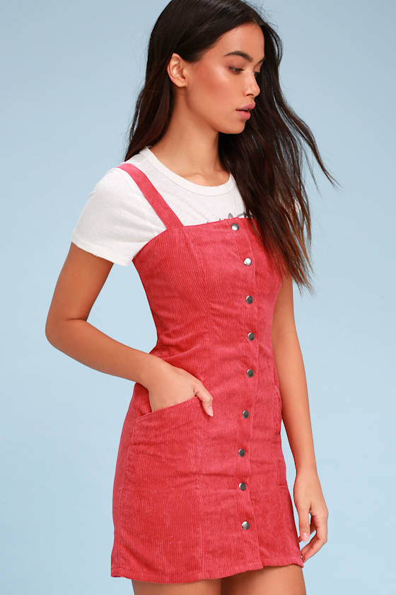 Central Red Corduroy Pinafore Dress 2
