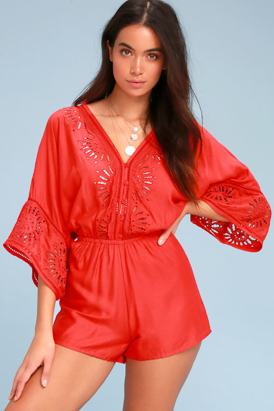 Babe Alert Red Embroidered Long Sleeve Romper 2