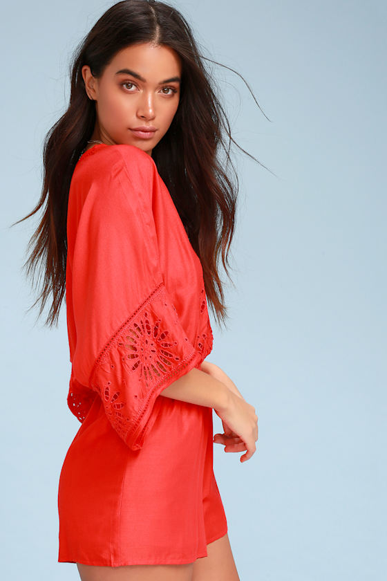 Babe Alert Red Embroidered Long Sleeve Romper 3