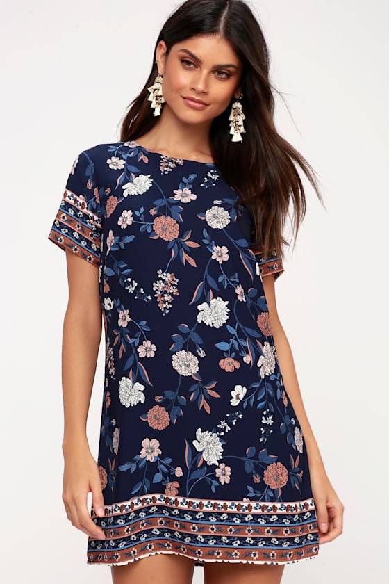 Floral Randalls Navy Shift Dress