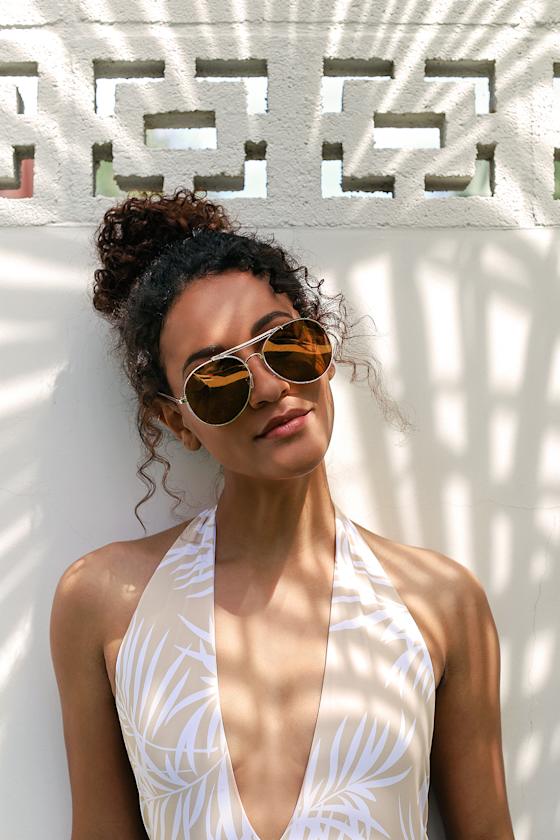 Mariana Gold Mirrored Aviator Sunglasses 1