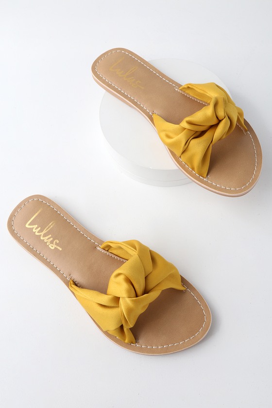 Cute Yellow Sandals - Knotted Slide 