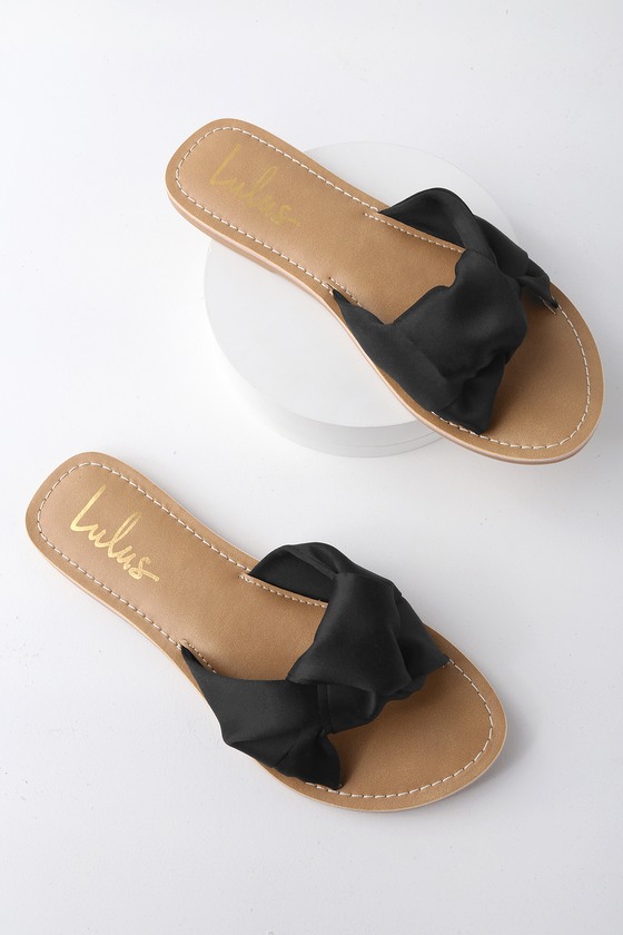 satin slide sandals
