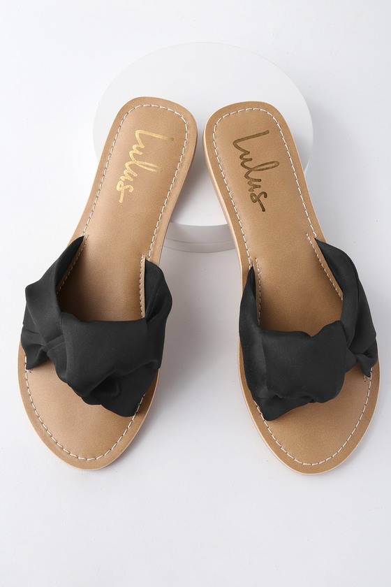 satin slide sandals
