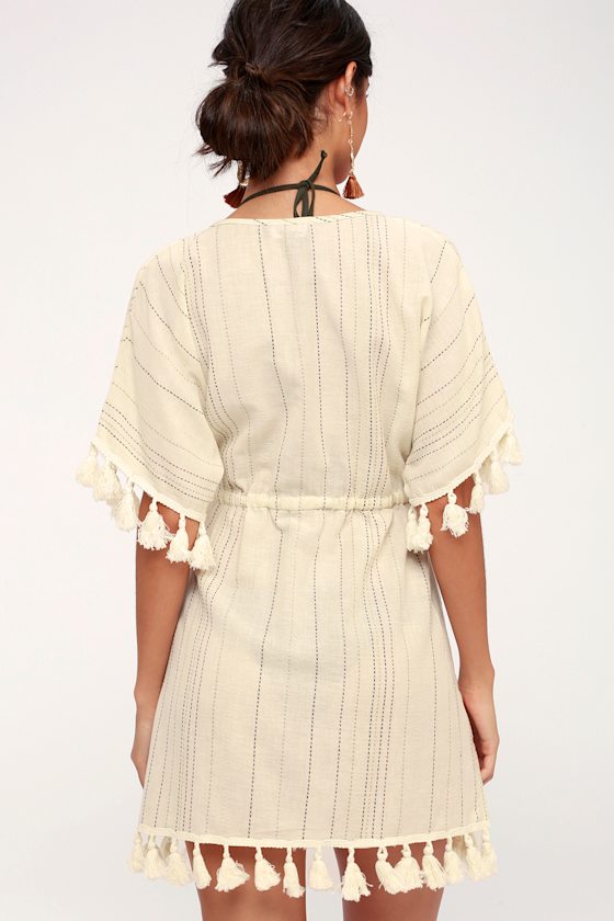 Day In The Sun Cream Striped Cover-Up 3