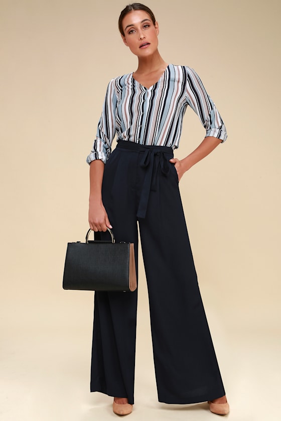 Same Page Navy Blue Wide-Leg Pants 1