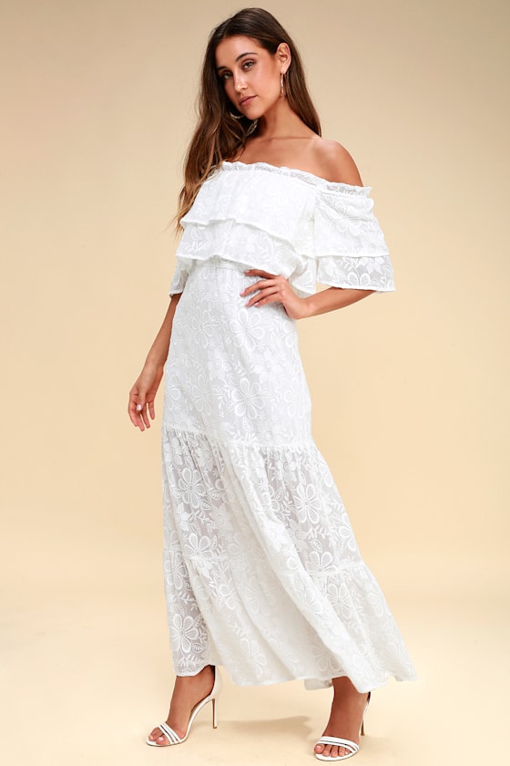 Angelia White Embroidered Maxi Dress 1