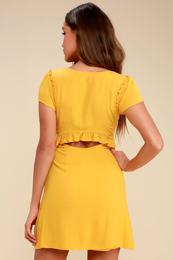 Seaport Mustard Yellow Tie-Front Dress 2