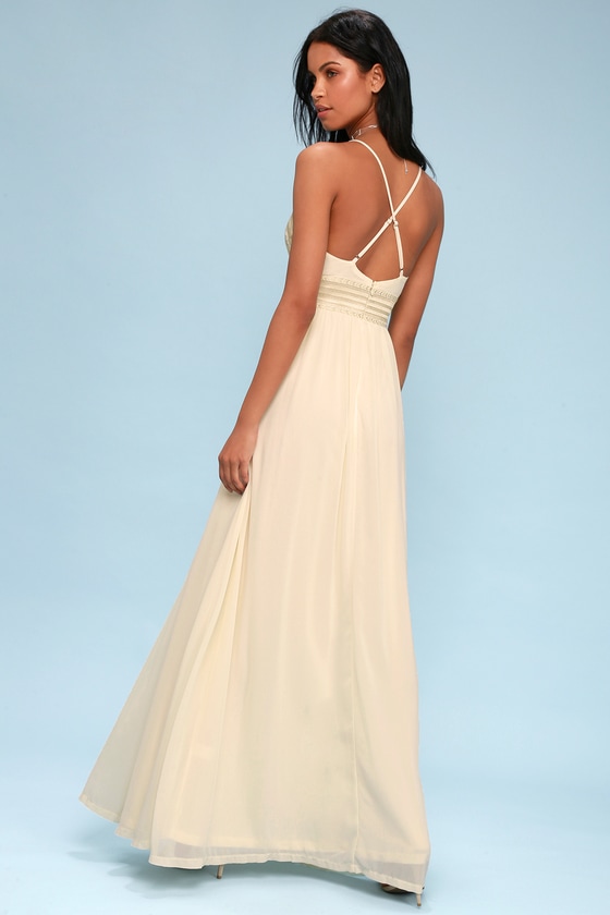 cream embroidered maxi dress