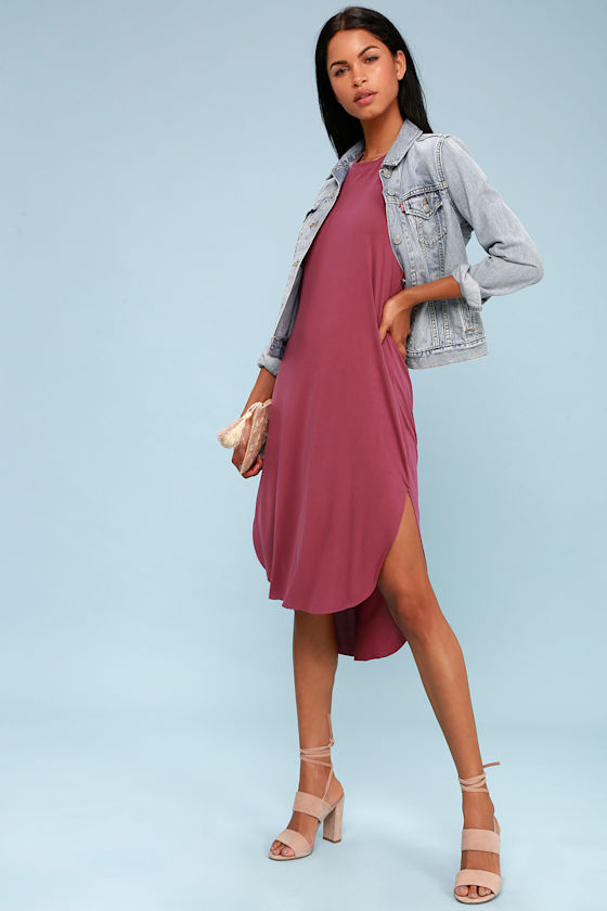 Midnight Lady Washed Magenta Midi Dress 3