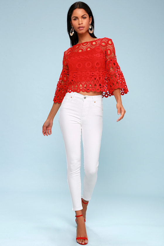 Nearness of You Red Crochet Crop Top 2