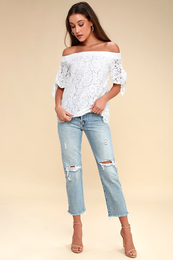 Ethereal View Ivory Lace Off-the-Shoulder Top 2