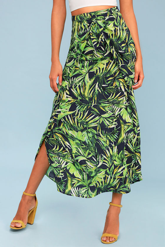 Hyde Beach Blue and Green Tropical Print Maxi Skirt 3