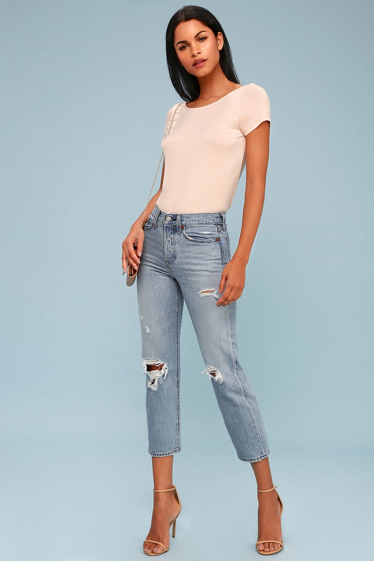 Levi's Wedgie Fit - Straight Leg Jeans - Distressed Jeans - Lulus