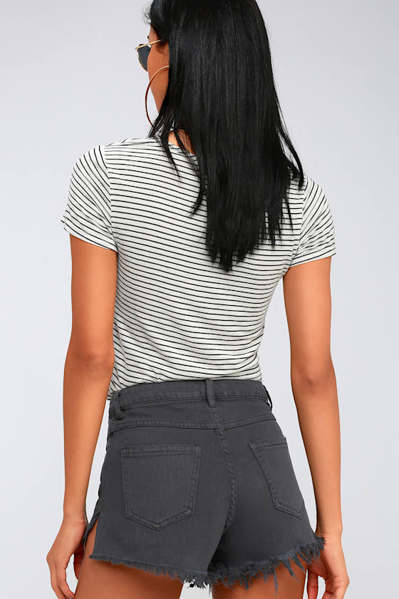 black high waisted cut off shorts