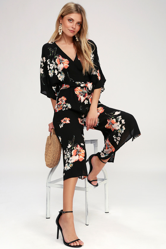 black floral culotte jumpsuit