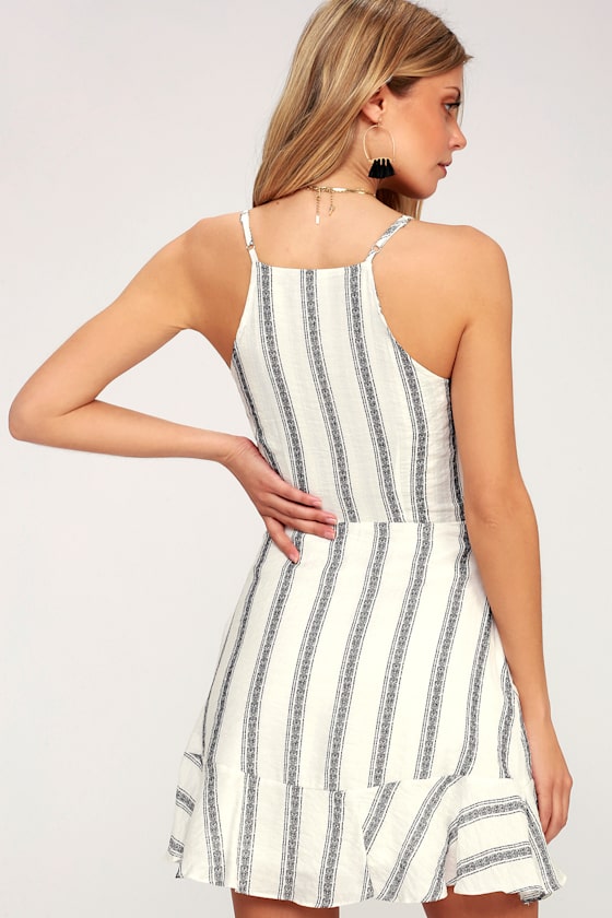 Eiffel For You Black and White Striped Ruffled Dress 4