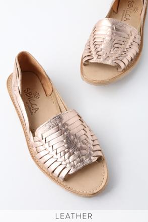 Jared Rose Gold Leather Huarache Flats