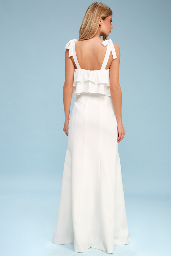 Be About You Ivory Ruffled Maxi Dress 3
