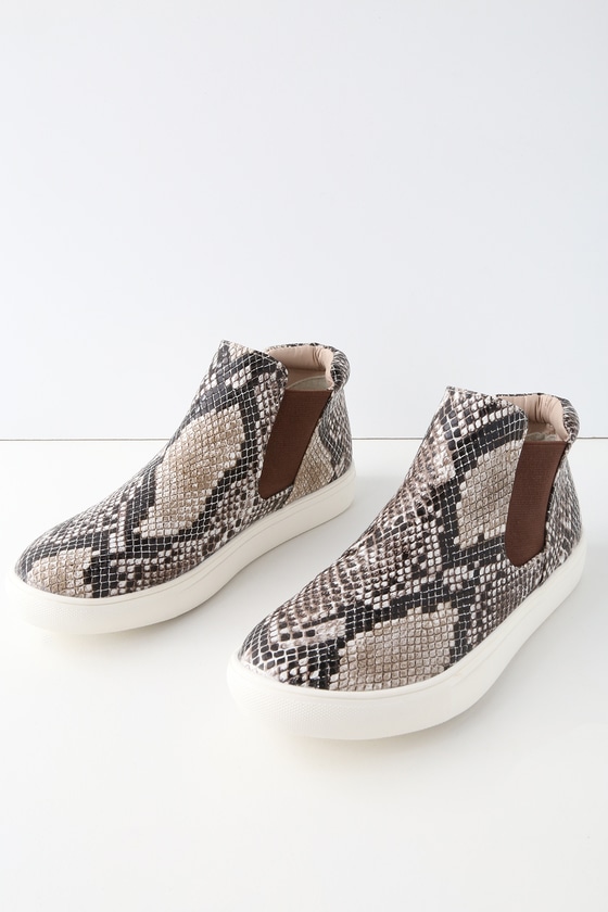 snake print slip on sneakers