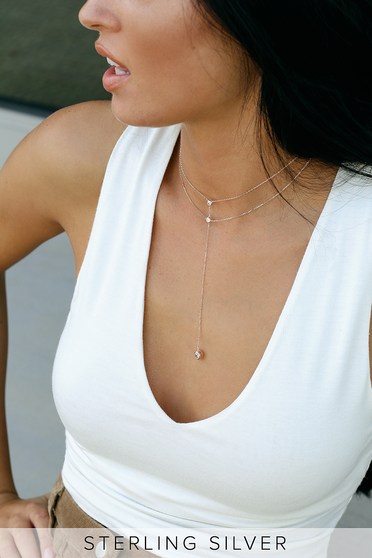 Clear and Periwinkle Backwards Necklace