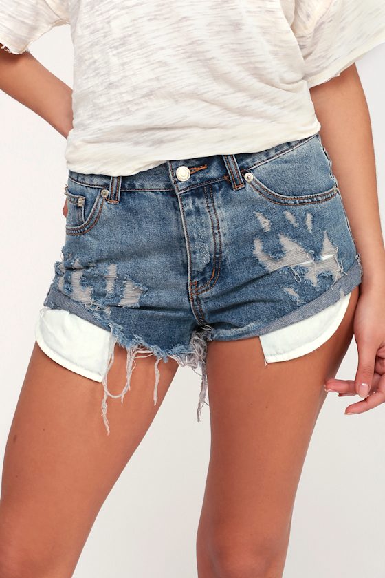 Cute Medium Wash Shorts Denim Shorts Distressed Shorts Lulus