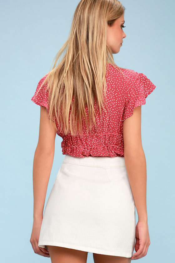 No Hesitation White Button-Front Denim Mini Skirt 5