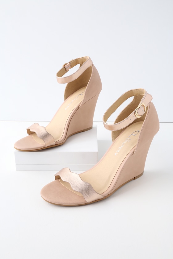 wedge rose gold shoes