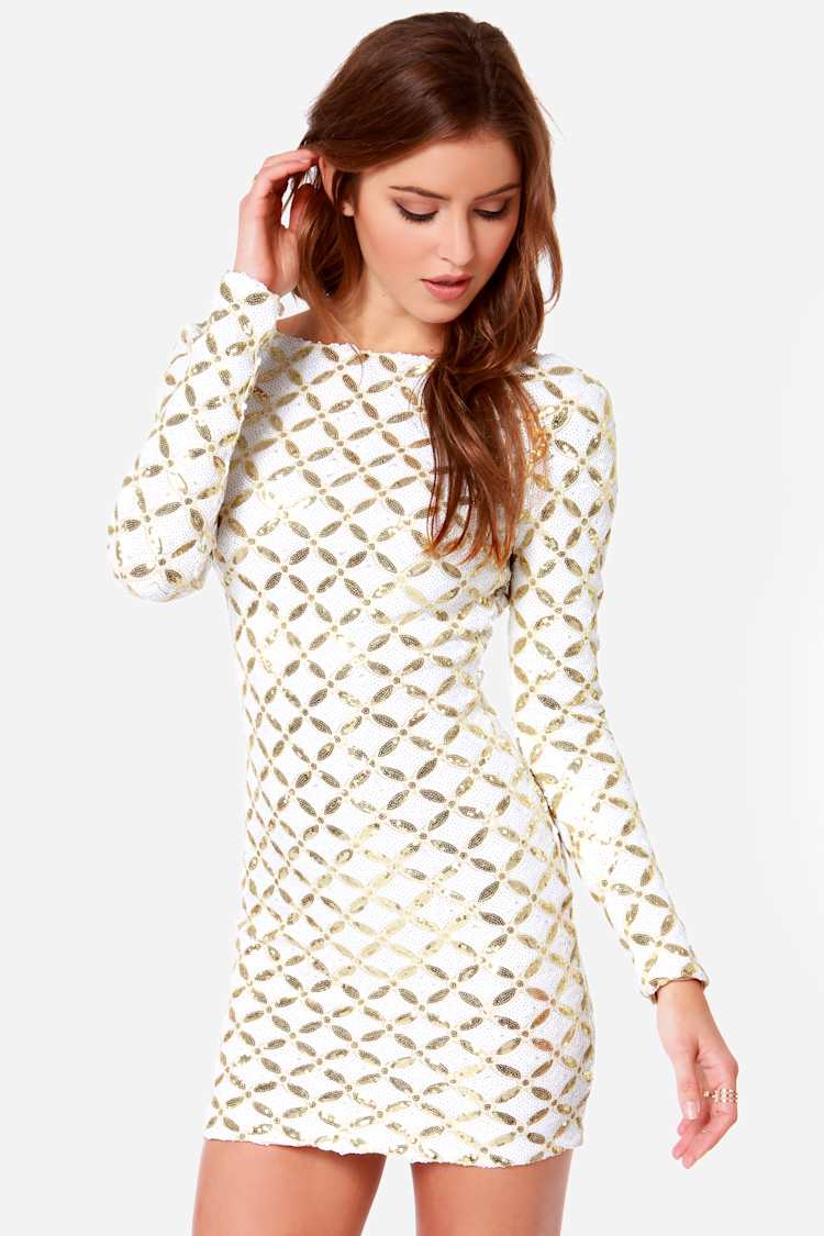 Dress the Population Lola - Gold Sequin Dress - Long Sleeve Dress - $191.00 - Lulus Dress the Population Lola - Gold Sequin Dress - Long Sleeve Dress - $191.00 - Lulus