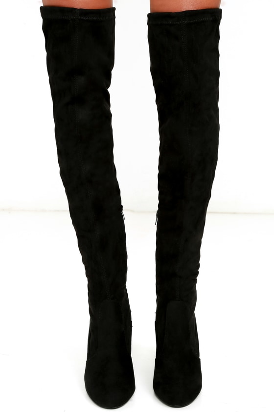 Chic Black Suede Boots - Black Over the Knee Boots - OTK Boots - $46.00
