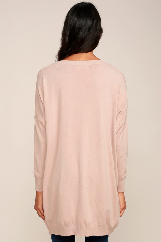 Blush Pink Sweater - V-Neck Sweater - Oversized Sweater - $42.00