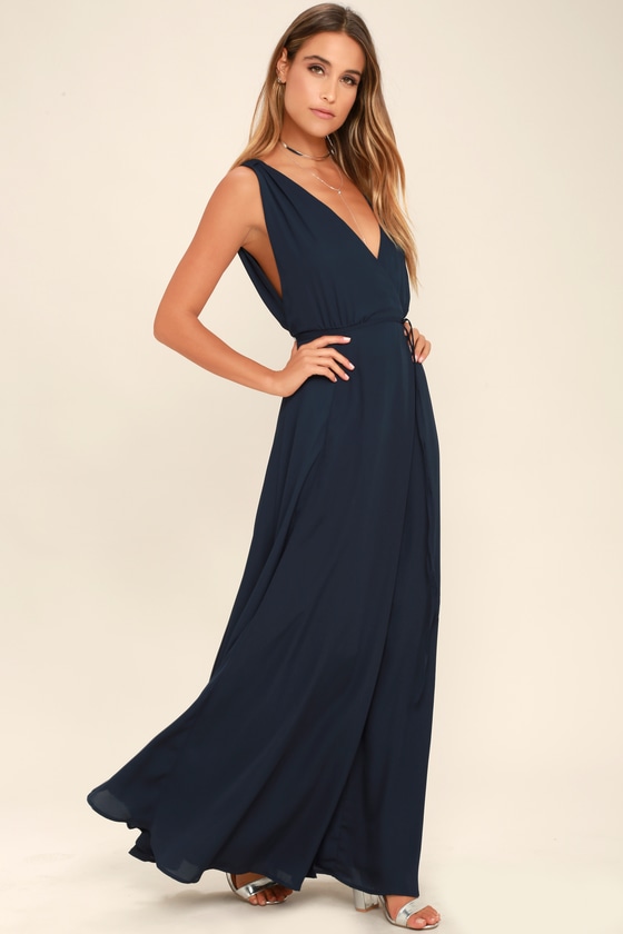 Lovely Navy Blue Dress - Maxi Dress - Bridesmaid Dress - $84.00 - Lulus