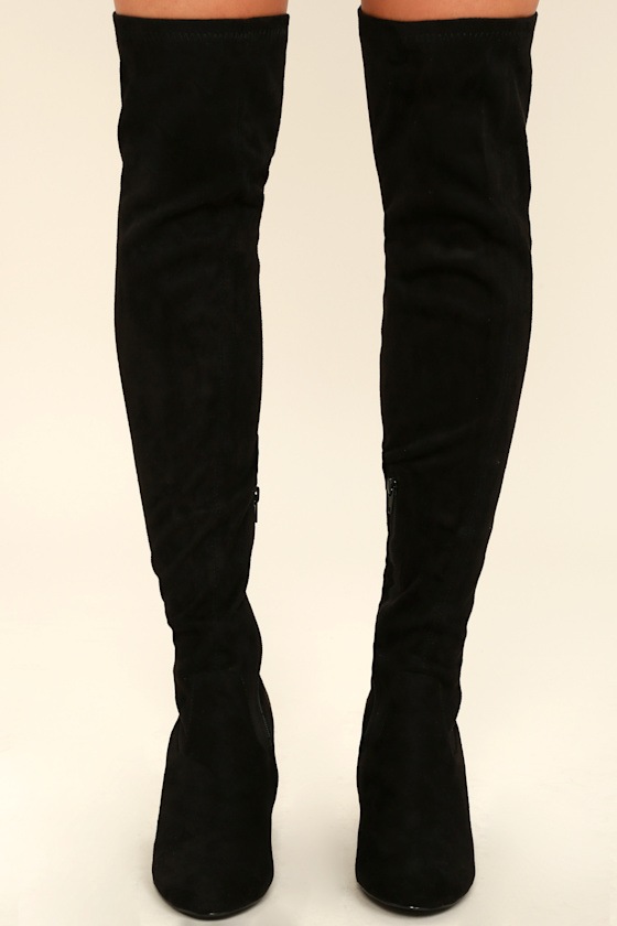 Tahlia Black Suede Over the Knee Boots 6