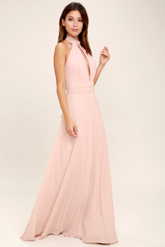 Stunning Blush Pink Maxi Dress - Halter Maxi - Backless Maxi - $89.00