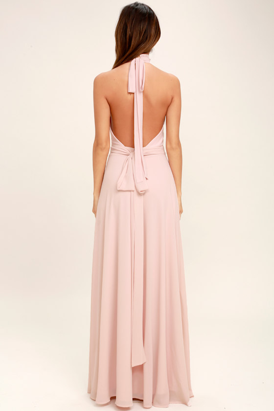 Stunning Blush Pink Maxi Dress Halter Maxi Backless Maxi 89.00