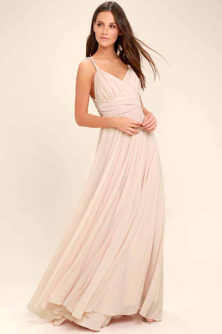 green emerald velvet dress Wedtrend Blush Long Chiffon Bridesmaid Dress with Slit Straps Sleeveless Wedding Party Dress, Blush / US8
