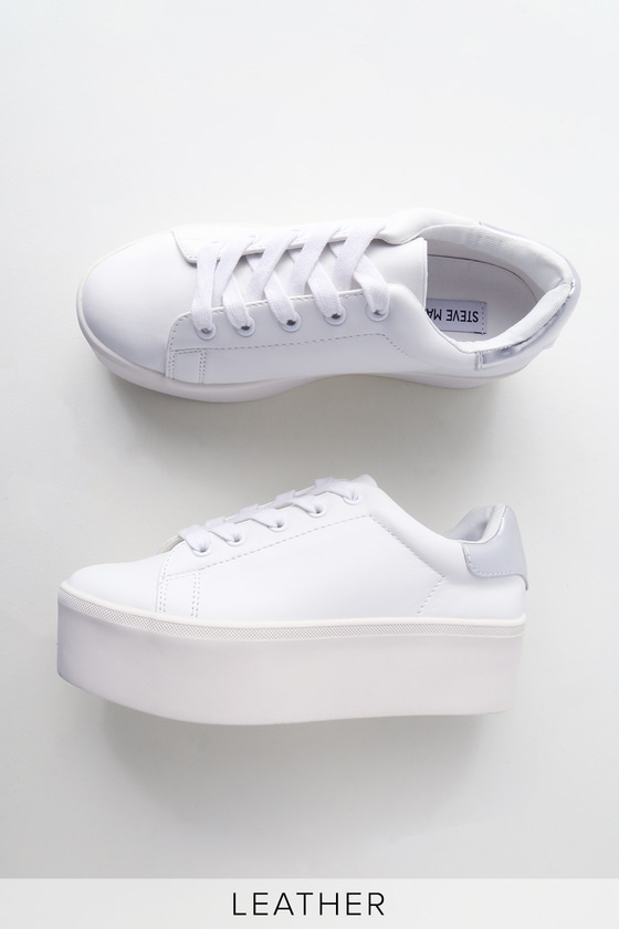 platform white sneakers leather