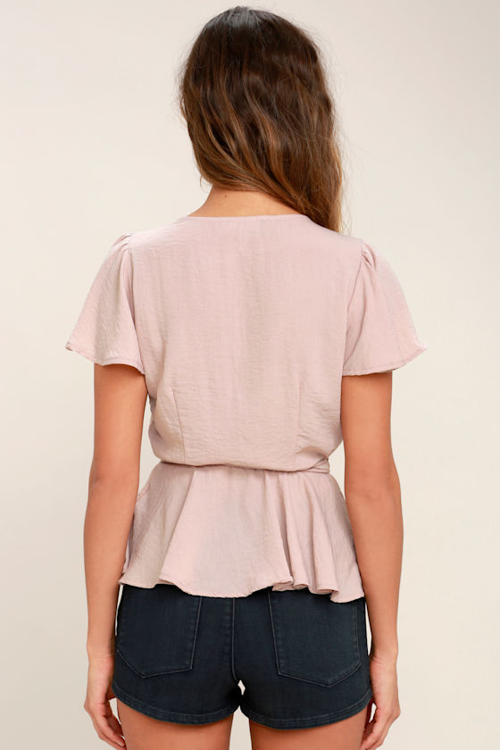 Lovely Blush Top Wrap Top Short Sleeve Top Blouse 44.00