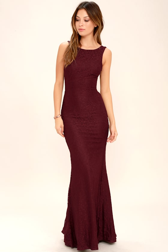 Lovely Burgundy Dress Maxi Dress Lace Dress 89.00 Lulus