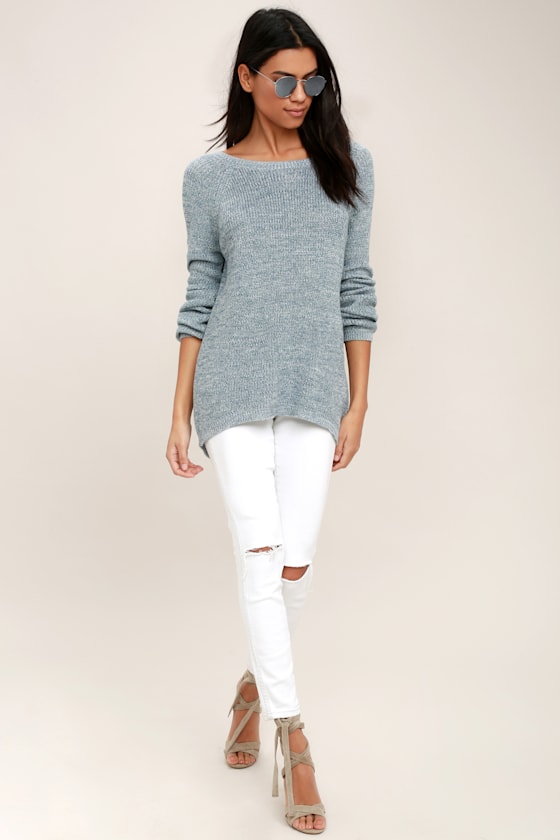 Pursuit of Happiness Heather Blue Backless Sweater 7