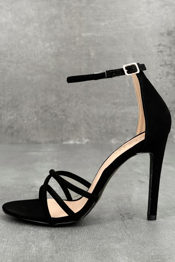 Michella Black Ankle Strap Heels 5
